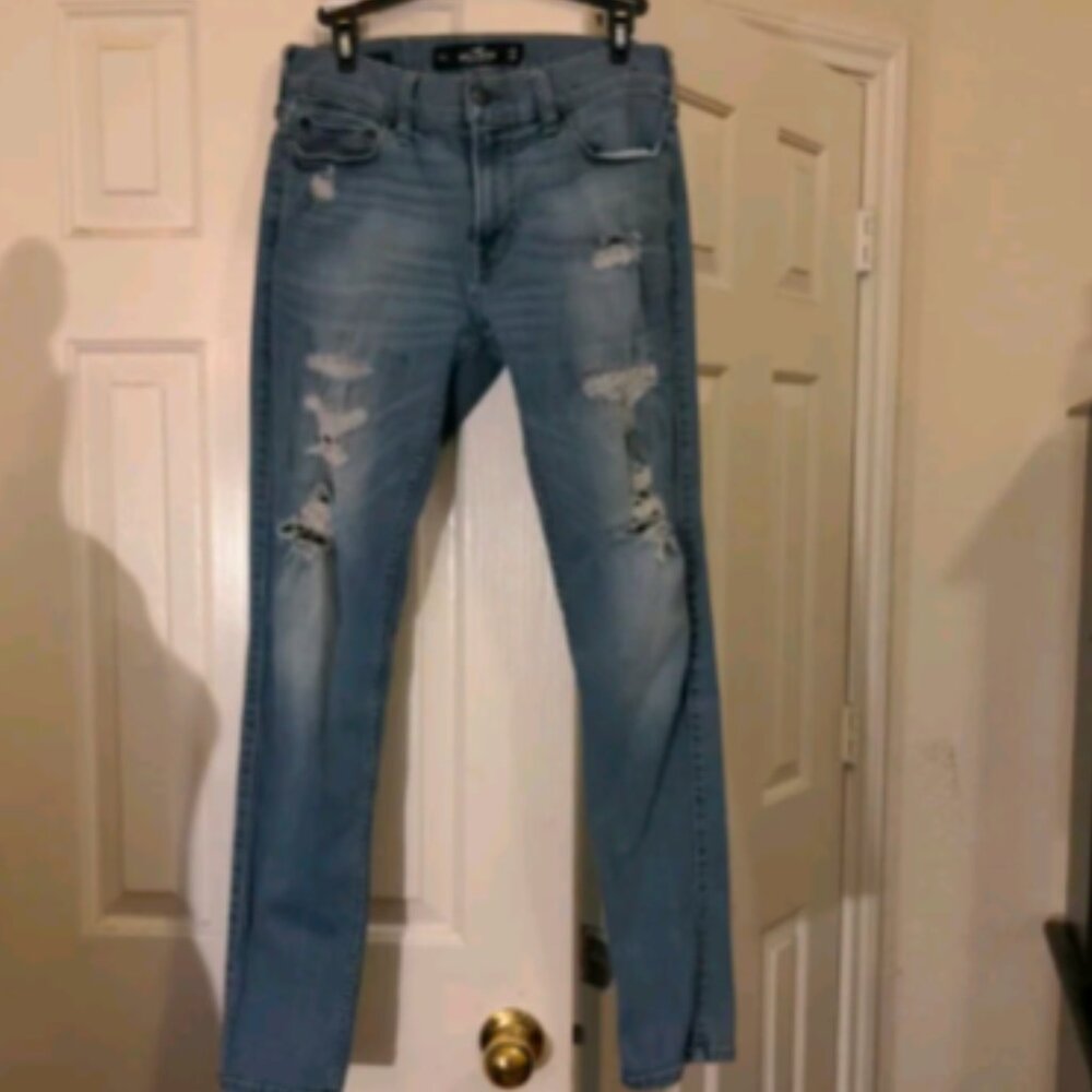 Men's Hollister Skinny Jeans Size 30x32 Distressed Nice